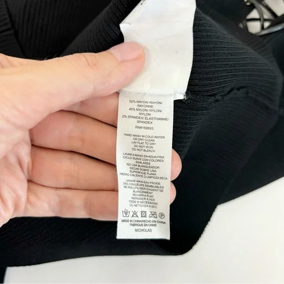 NICHOLAS Cosima Long Sleeve Ribbed Lace Up Top in Black Size S - Picture 9 of 11